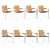 Tuinstoelen 8 st met kussens massief teakhout - thumbnail