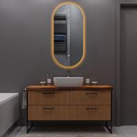 Ovale Badkamerspiegel Goud met LED-verlichting en Verwarming - 50x100cm - thumbnail