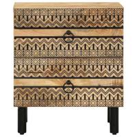 Nachtkastje 40x33,5x46 cm massief ruw mangohout zwart - thumbnail