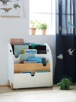 Boekenrekje op wieltjes SERIE SCHOOL wit - thumbnail