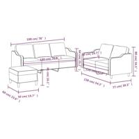 3-delige Loungeset met kussens stof lichtgrijs - thumbnail