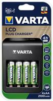 Varta batterijlader LCD Plug Charger+, inclusief 4 x AA batterij, op blister - thumbnail