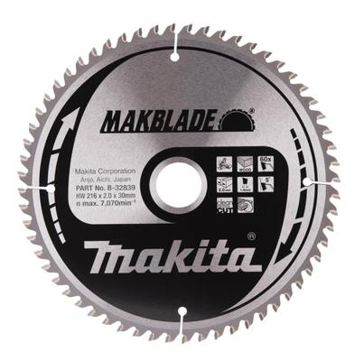 Makita Afkortzaagblad voor Hout | Makblade | Ø 216mm Asgat 30mm 60T - B-32839
