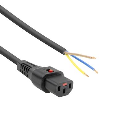 ACT Netsnoer C13 IEC Lock - open einde zwart 3 m, PC979, 5-Pack ACT Netsnoer C13 IEC Lock - open einde zwart 3 m, PC979, 5-Pack