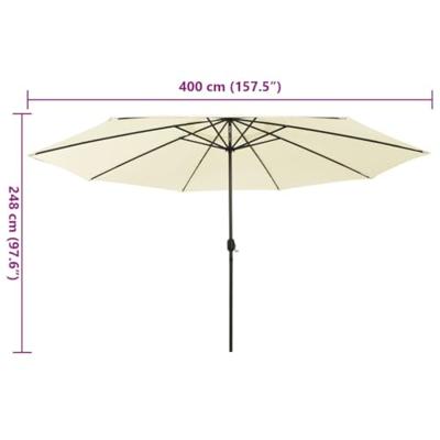 VidaXL Parasol met led-verlichting 400 cm zandkleurig