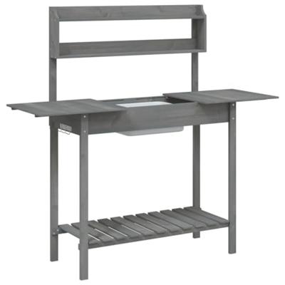 VidaXL Oppottafel met spoelbak 147,5x44x139,5 cm vurenhout grijs VidaXL Oppottafel met spoelbak 147,5x44x139,5 cm vurenhout grijs