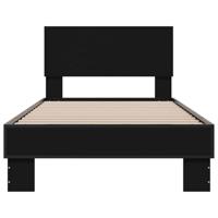 Bedframe bewerkt hout en metaal zwart 75x190 cm - thumbnail