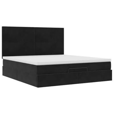 Ottoman bed met matrassen 180x200cm fluweel zwart