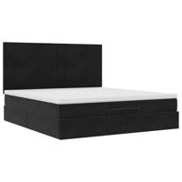 Ottoman bed met matrassen 180x200cm fluweel zwart - thumbnail
