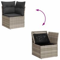 9-delige Loungeset met kussens poly rattan lichtgrijs - thumbnail