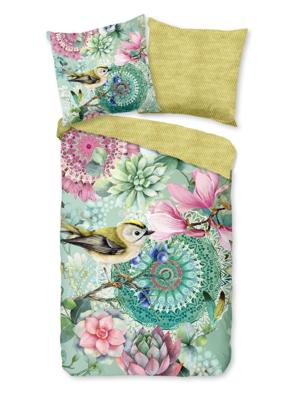 HIP Dekbedovertrek "mandala's, bloemen en vogels" - Groen - (135x200 cm) - Katoen Satijn HIP Dekbedovertrek "mandala's, bloemen en vogels" - Groen - (135x200 cm) - Katoen Satijn