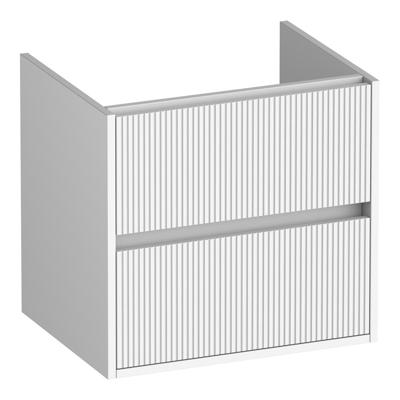 Brauer Adore Wavy - Onderkast - 60 cm - met 2 Softclose Lades Greeploos en 1 Sifon Uitsparing - Mat Wit