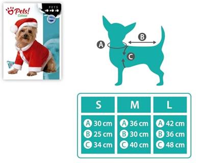 ATOSA - Kerstmankostuum voor huisdieren, maat M, kerstmankostuum voor honden en katten, comfortabel, feestelijk en wasbaar, ideaal voor feestjes en kerstfoto's