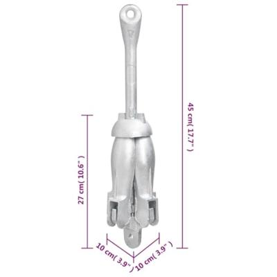 VidaXL Anker inklapbaar 4 kg thermisch verzinkt gietijzer zilver VidaXL Anker inklapbaar 4 kg thermisch verzinkt gietijzer zilver
