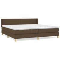 Boxspring met matras stof donkerbruin 200x200 cm - thumbnail