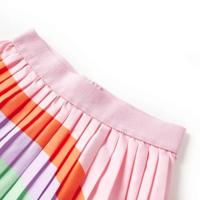 Kinderrokje geplooid met regenboogprint 128 lichtroze - thumbnail