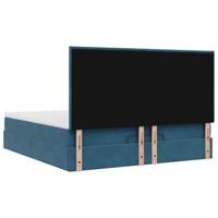 Ottoman bed met matrassen 180x200cm fluweel donkerblauw - thumbnail