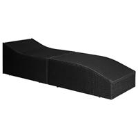 Ligbed met kussen poly rattan zwart - thumbnail