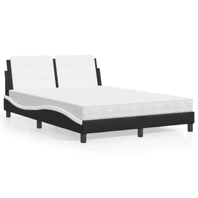 Bed met matras kunstleer zwart en wit 120x200 cm