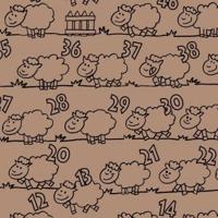 Cadeaupapier - Geschenkpapier - Counting sheep on brown 100 cm - thumbnail