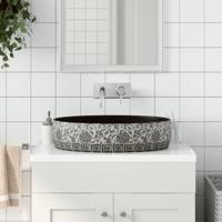 VidaXL Opzetwasbak ovaal 56,5x36,5x13,5 cm keramiek zwart en blauw - thumbnail