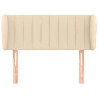 Hoofdbord met randen 147x23x118/128 cm stof crèmekleurig - thumbnail