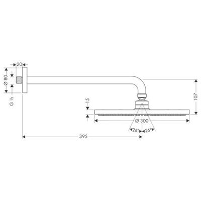Hansgrohe Raindance select p 1jet powderrain hoofddouche met douchearm chroom 27607000 Hansgrohe Raindance select p 1jet powderrain hoofddouche met douchearm chroom 27607000