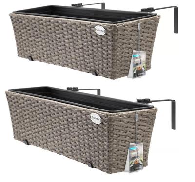 Polyrotan Balkonbak Set van 2 Creme Polyrotan Balkonbak Set van 2 Creme