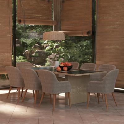 9-delige Tuinset poly rattan bruin