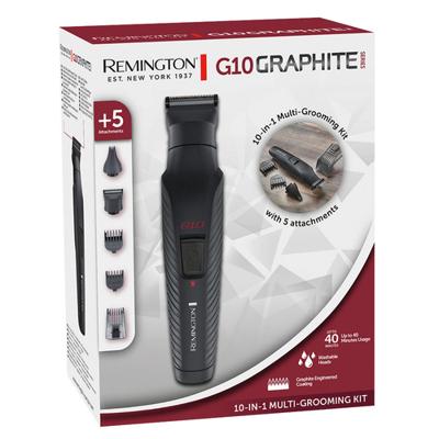 Multifunctionele kit - REMINGTON - G10 Graphite Series - 10 in 1 - Zelfslijpende mesjes, - Levensduur batterij 40 min - USB Multifunctionele kit - REMINGTON - G10 Graphite Series - 10 in 1 - Zelfslijpende mesjes, - Levensduur batterij 40 min - USB
