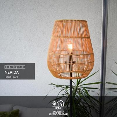 Lucide NERIDA - Vloerlamp Binnen/Buiten - Ø 35 cm - 1xE27 - IP44 - Naturel