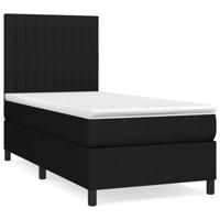 Boxspring met matras stof zwart 140x190 cm - thumbnail