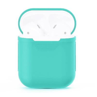Portable Wireless Bluetooth Earphone Silicone Protective Box Anti-lost Dropproof Storage Bag for Apple AirPods 1/2(Earphone is not Included)(Mint Gre