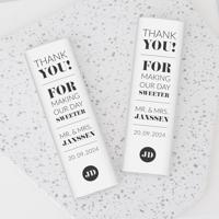 Chocoladereep modern typografisch trouwbedankje - thumbnail