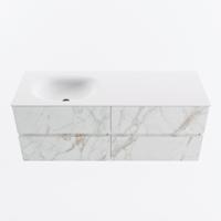 MONDIAZ VICA 130cm badmeubel onderkast Carrara 4 lades. Wastafel MOON links 1 kraangat, kleur Talc. - thumbnail