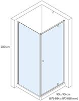 Sealskin Contour draaideur met zijwand 90x90 cm, 200 cm hoog, RVS, 6 mm helder veiligheidsglas CCD180906325100 - thumbnail