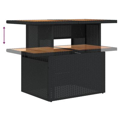 10-delige Loungeset met kussens poly rattan zwart