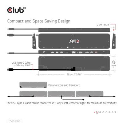 club3D 4K ChargingDock USB-C USB-C dockingstation Geschikt voor merk (dockingstation): Club 3D USB-C Power Delivery