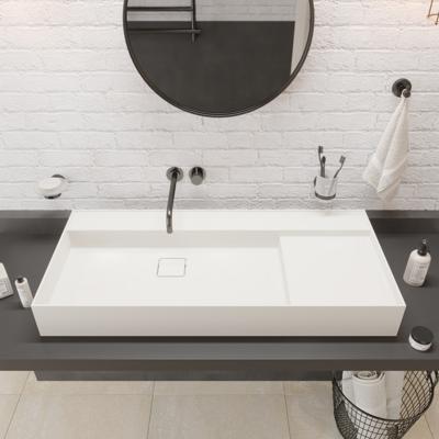 Opbouw Waskom Ideavit Solidbliss 100x45x12 cm Solid Surface Mat Wit Ideavit