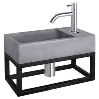 Differnz Differnz Force fonteinset beton donkergrijs - kraan gebogen - met handdoekrek chroom - thumbnail