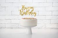 Cake topper Happy Birthday goud - thumbnail