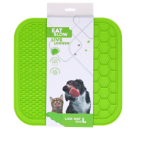 Eat Slow Live Longer Duo likmat - 30 x 30 cm - vierkant - snuffelmat - anti-snuffelmat - slowfeeder - 100% siliconen - vaatwasmachinebestendig - maat L - groen - thumbnail