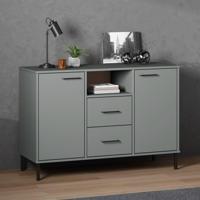 Dressoir met metalen poten OSLO 113x40x77 cm grenenhout grijs - thumbnail