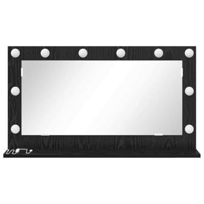 VidaXL Schmink spiegel rechthoekig zwart eiken 80 x 45 x 18 cm