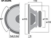 Monacor SP-252PA 10 inch 25.5 cm Woofer 75 W 8 Ω - thumbnail