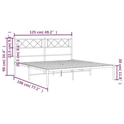 Bedframe met hoofdbord metaal zwart 120x190 cm
