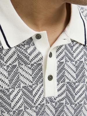 Jack & Jones Jprblucody Structure Knit Polo Ss Trui Korte Mouw Dark Denim - thumbnail