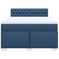 Boxspring met matras stof blauw 140x190 cm - thumbnail