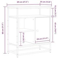 Dressoir Zwart eiken 69 x 35 x 80 cm Bewerkt hout - thumbnail