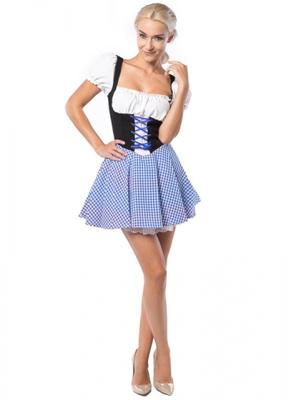 Dirndl Eva Blauw/Bruin Kort